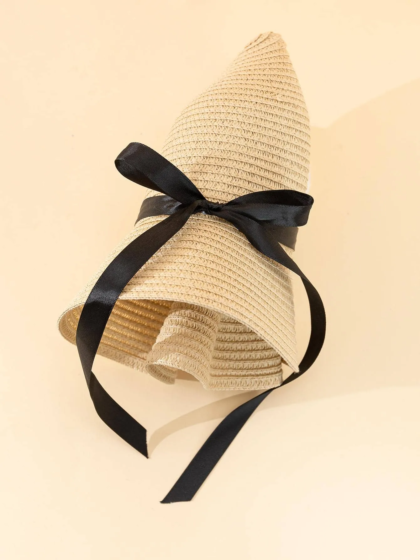 1pc Women Bow Decor Adjustable Boho Straw Hat For Summer