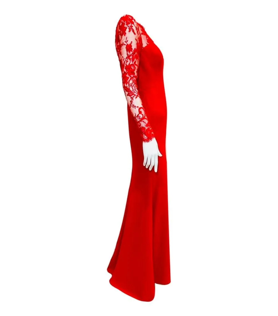 Alexander McQueen Lace One Shoulder Gown. XS