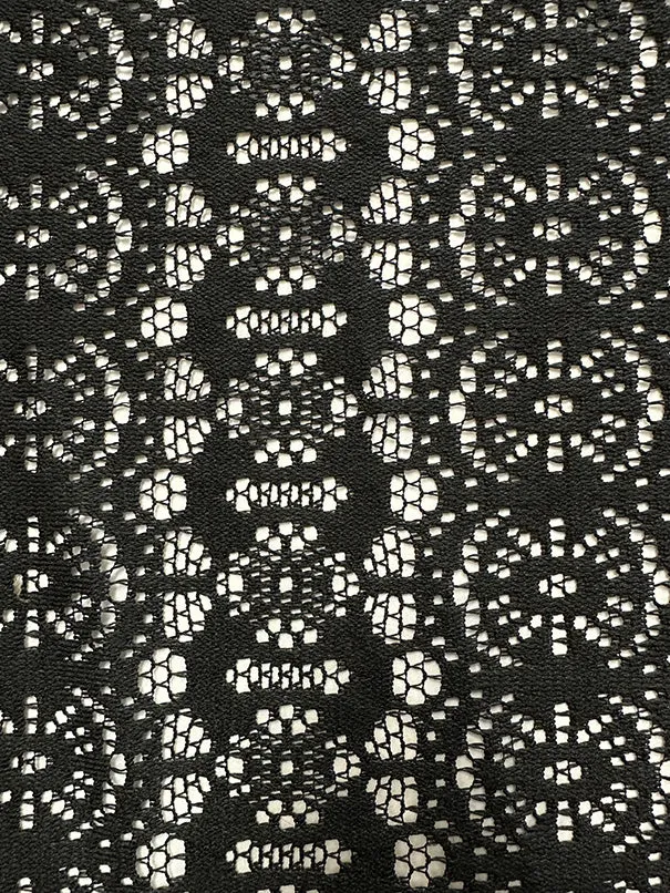 Black Stripe Crocheted Lace Fabric