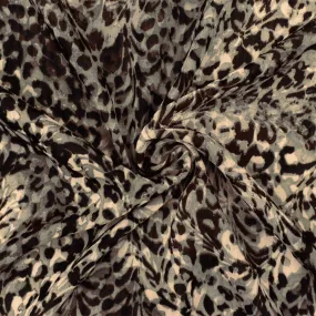 Brown-Gray-Multi Abstract Printed Poly Chiffon Woven Fabric