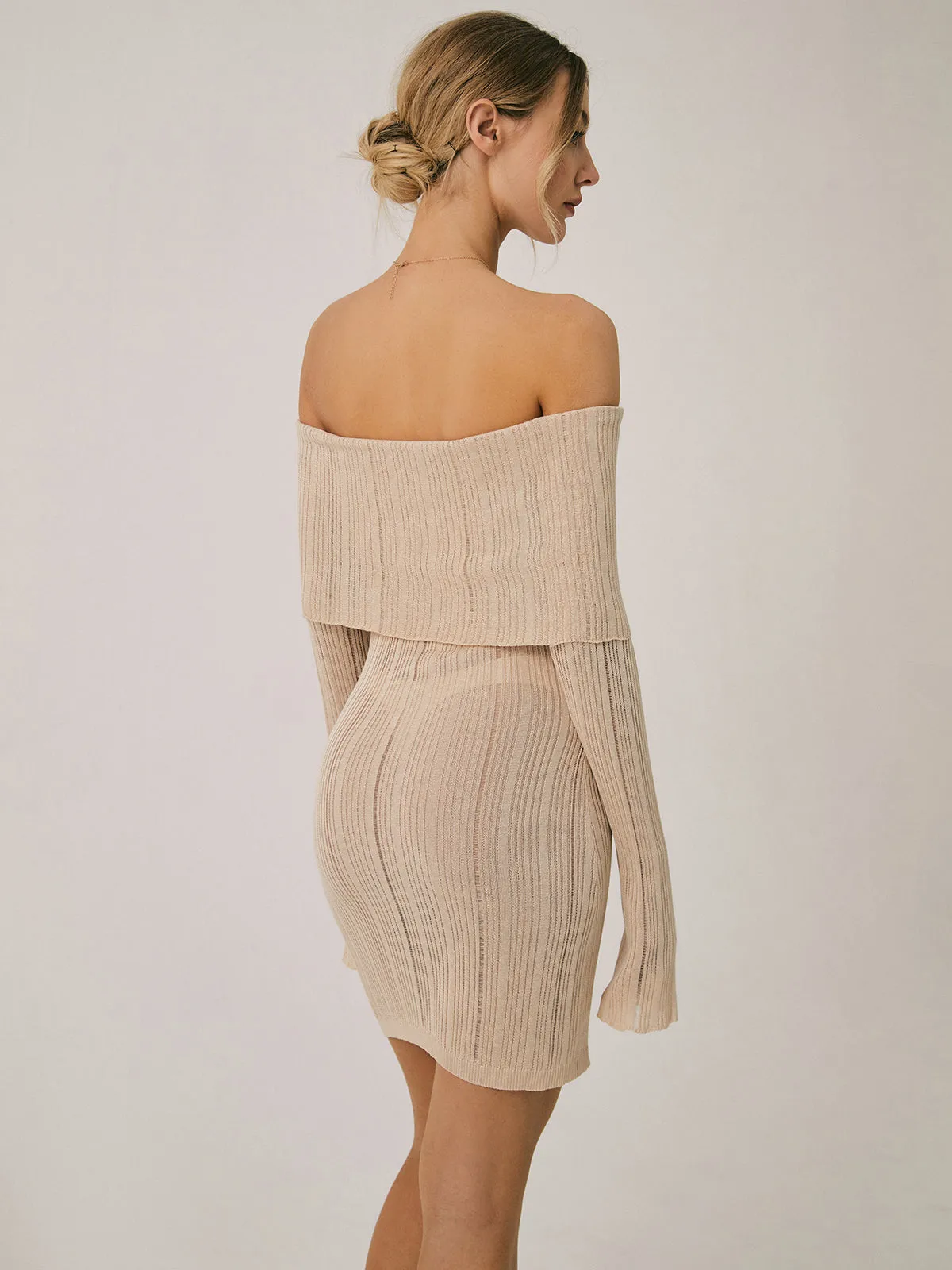 Cold Shoulder Graceful Short Knit Dress