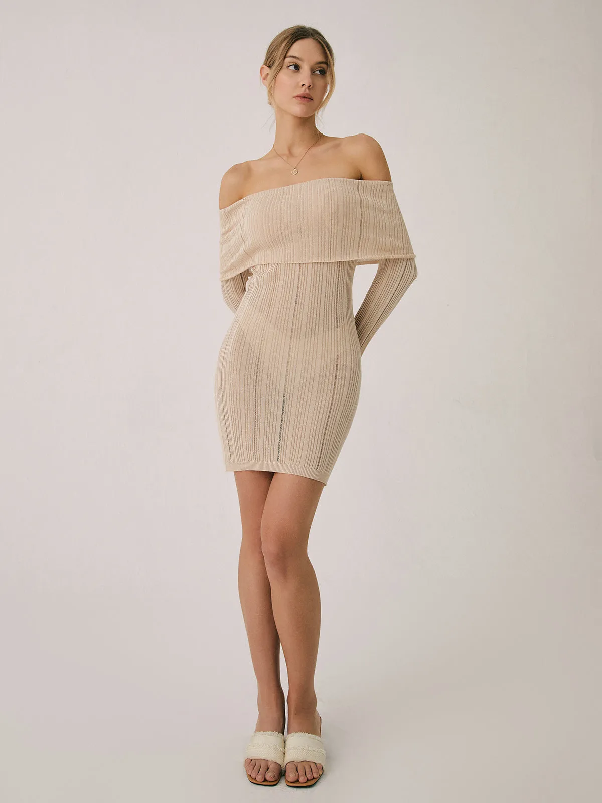 Cold Shoulder Graceful Short Knit Dress