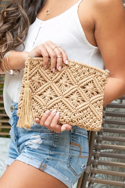 Crochet Style Macrame Tassel Clutch