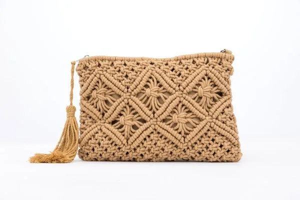 Crochet Style Macrame Tassel Clutch