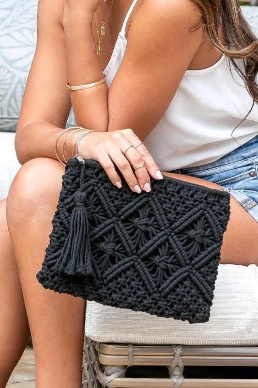 Crochet Style Macrame Tassel Clutch