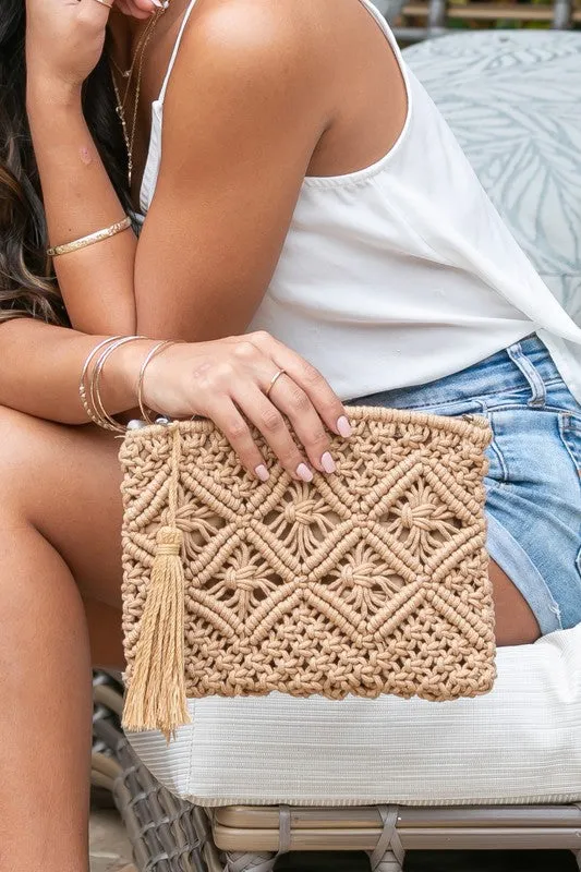 Crochet Style Macrame Tassel Clutch