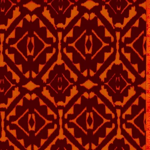 Day Glo Orange/Indigo Inca Diamond Challis Fabric