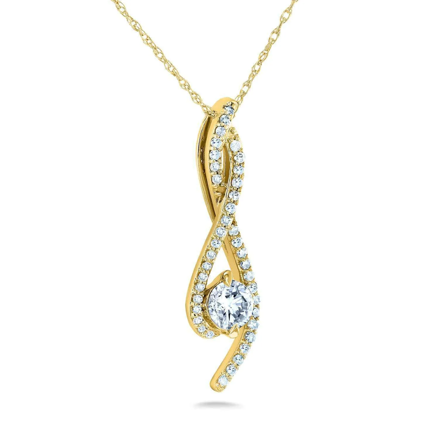 Diamond Ribbon Necklace 1/2 Carat TDW in 10k Gold