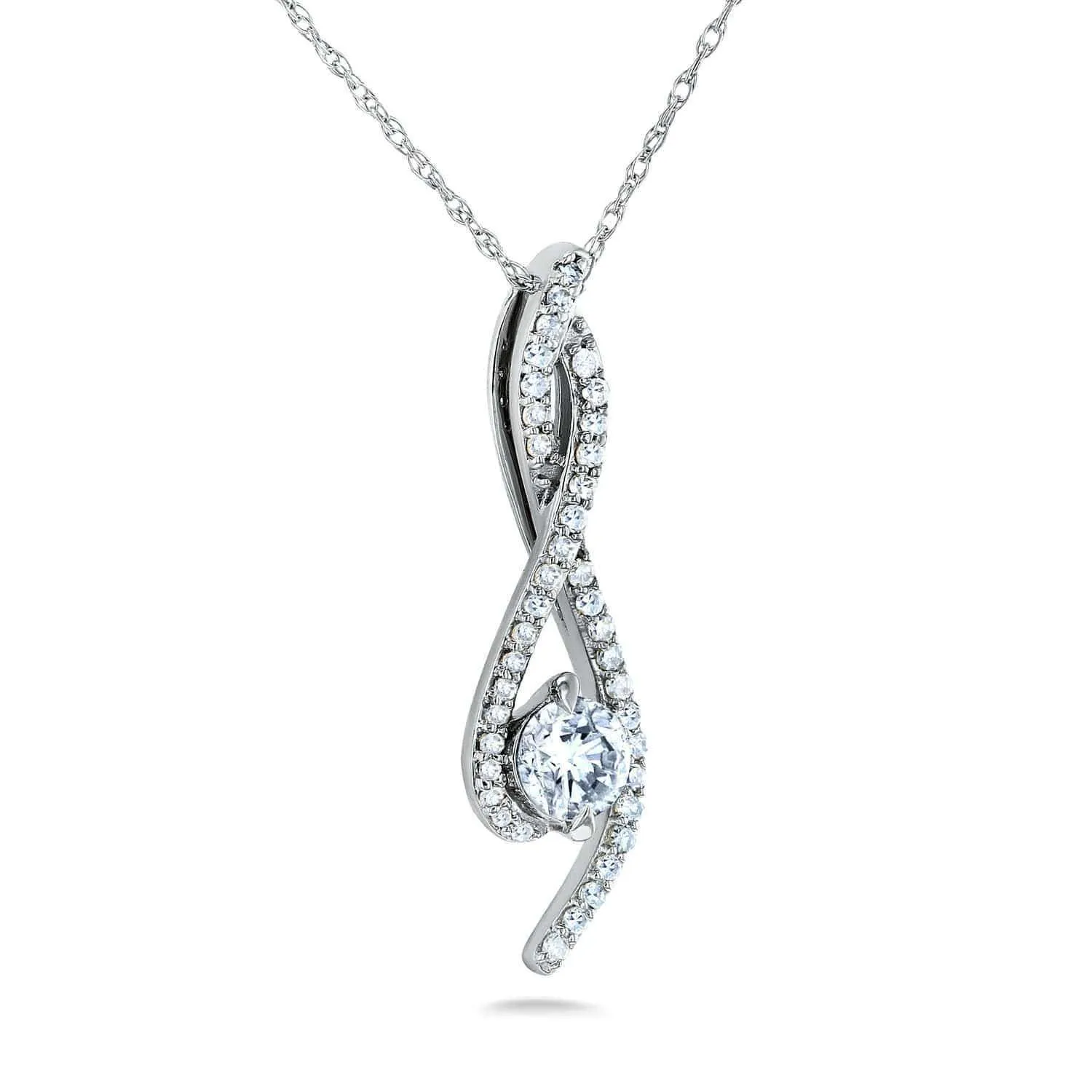 Diamond Ribbon Necklace 1/2 Carat TDW in 10k Gold