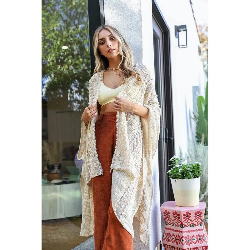 Embroidered Zig Zag Soft Kimono