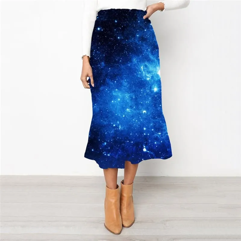 Galaxy Skirts Women Space High waist skirts Universe School skirt