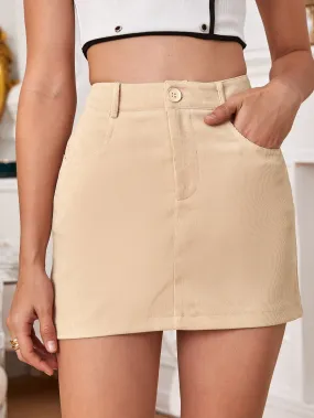 High Waist Corduroy Mini Skirt