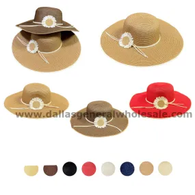 Ladies Beach Daisy Floppy Straw Hats Wholesale