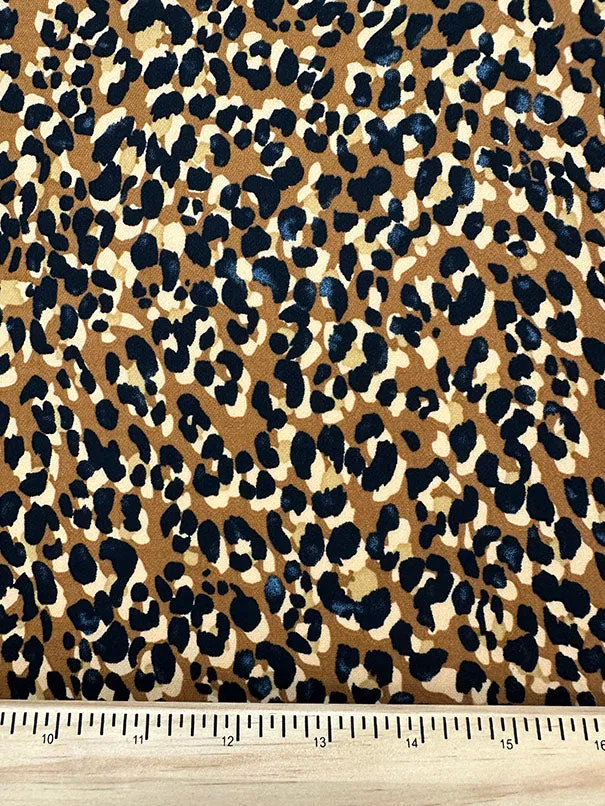 Light Brown Multi Animal Print Georgette Fabric