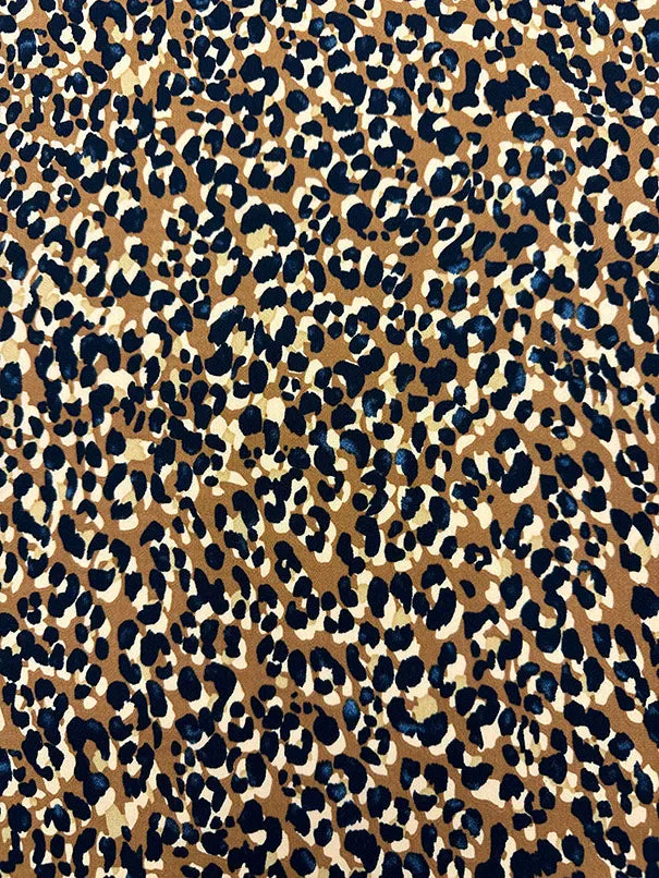 Light Brown Multi Animal Print Georgette Fabric