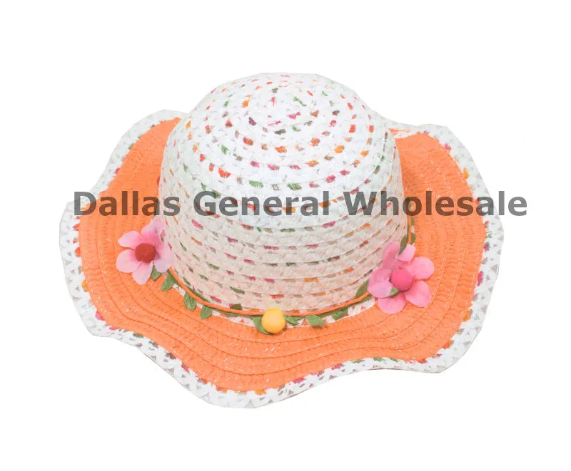 Little Girls Easter Floral Straw Hats Wholesale