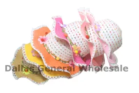 Little Girls Easter Floral Straw Hats Wholesale