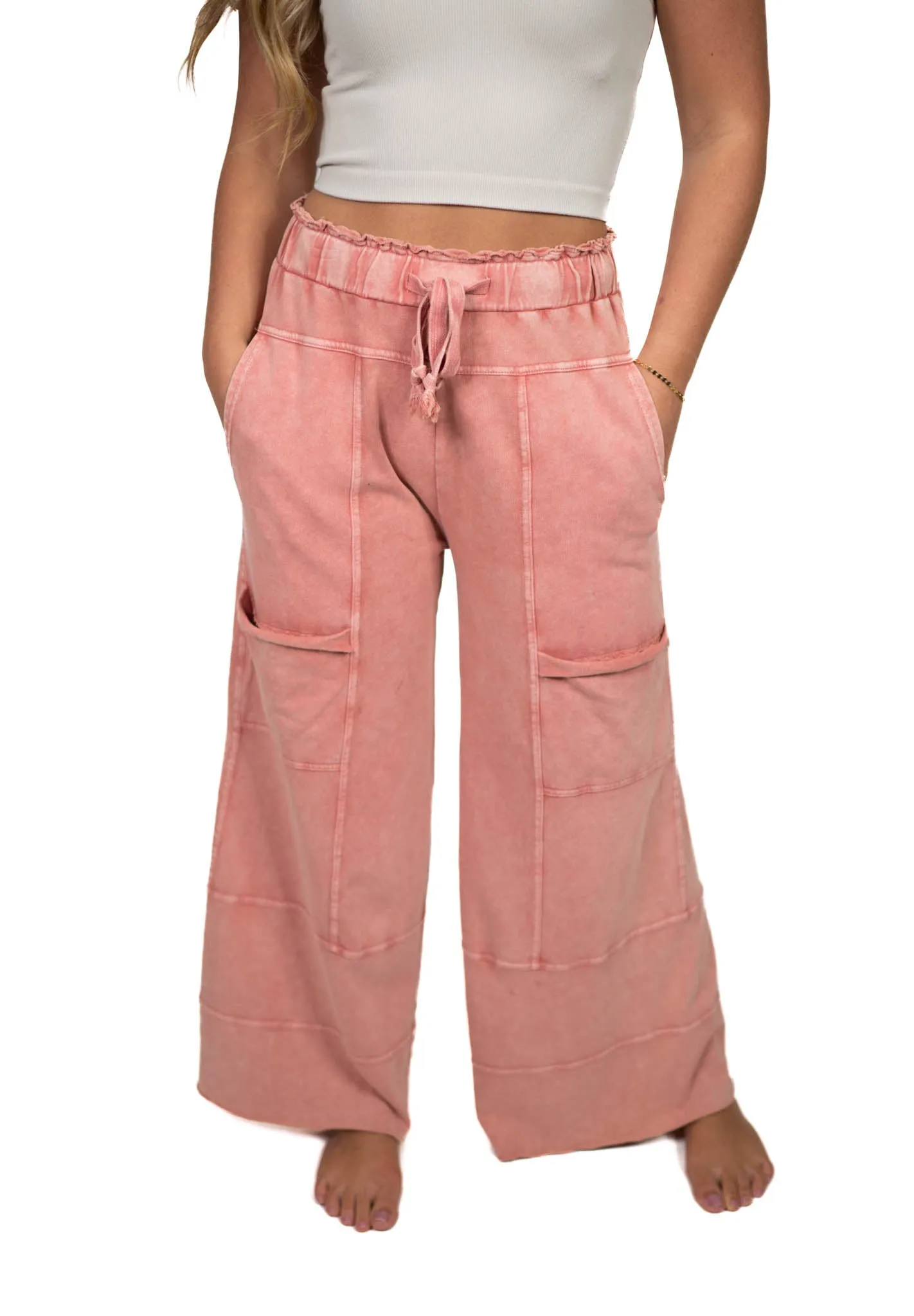 Mauve Cargo Flowy Pants