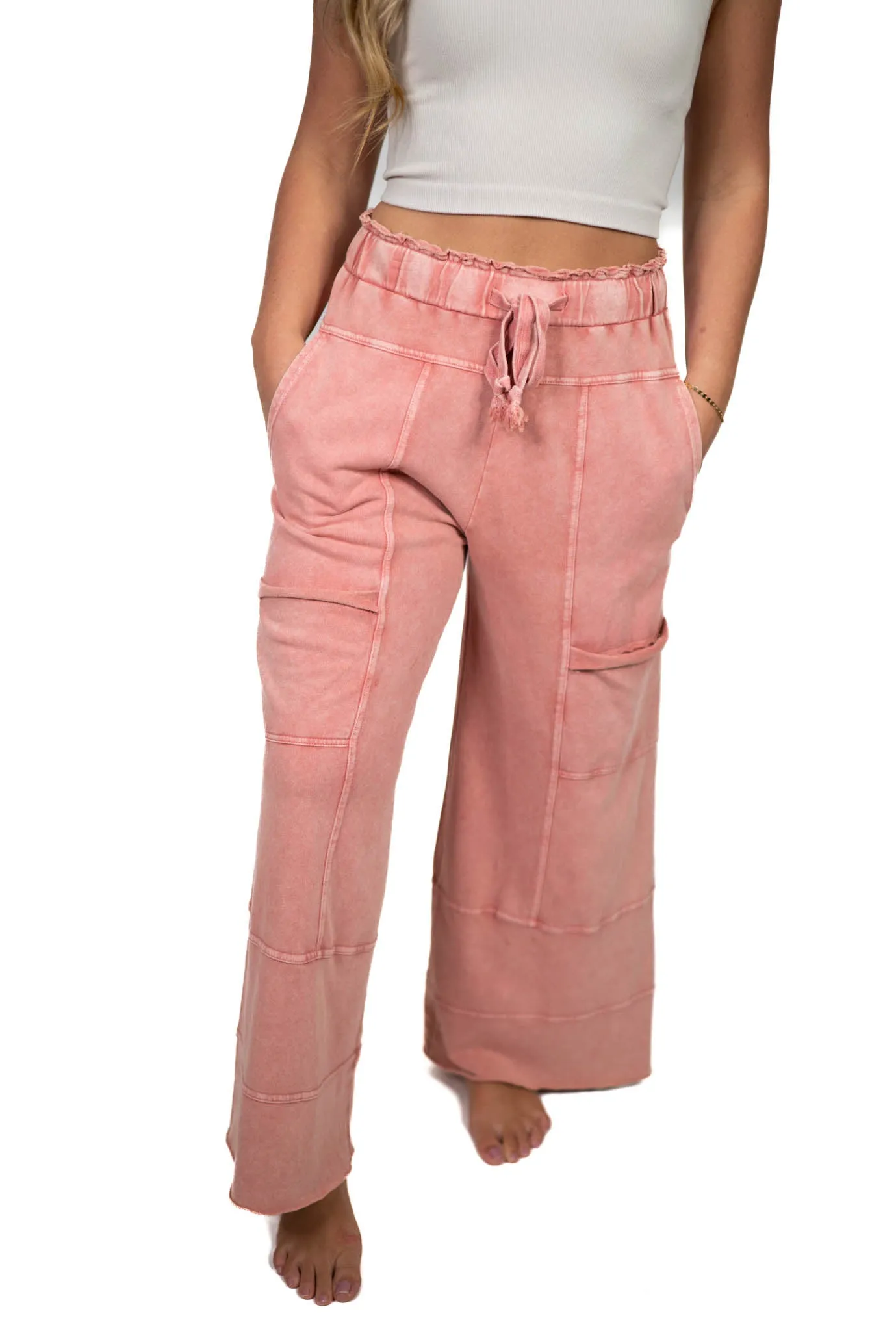 Mauve Cargo Flowy Pants