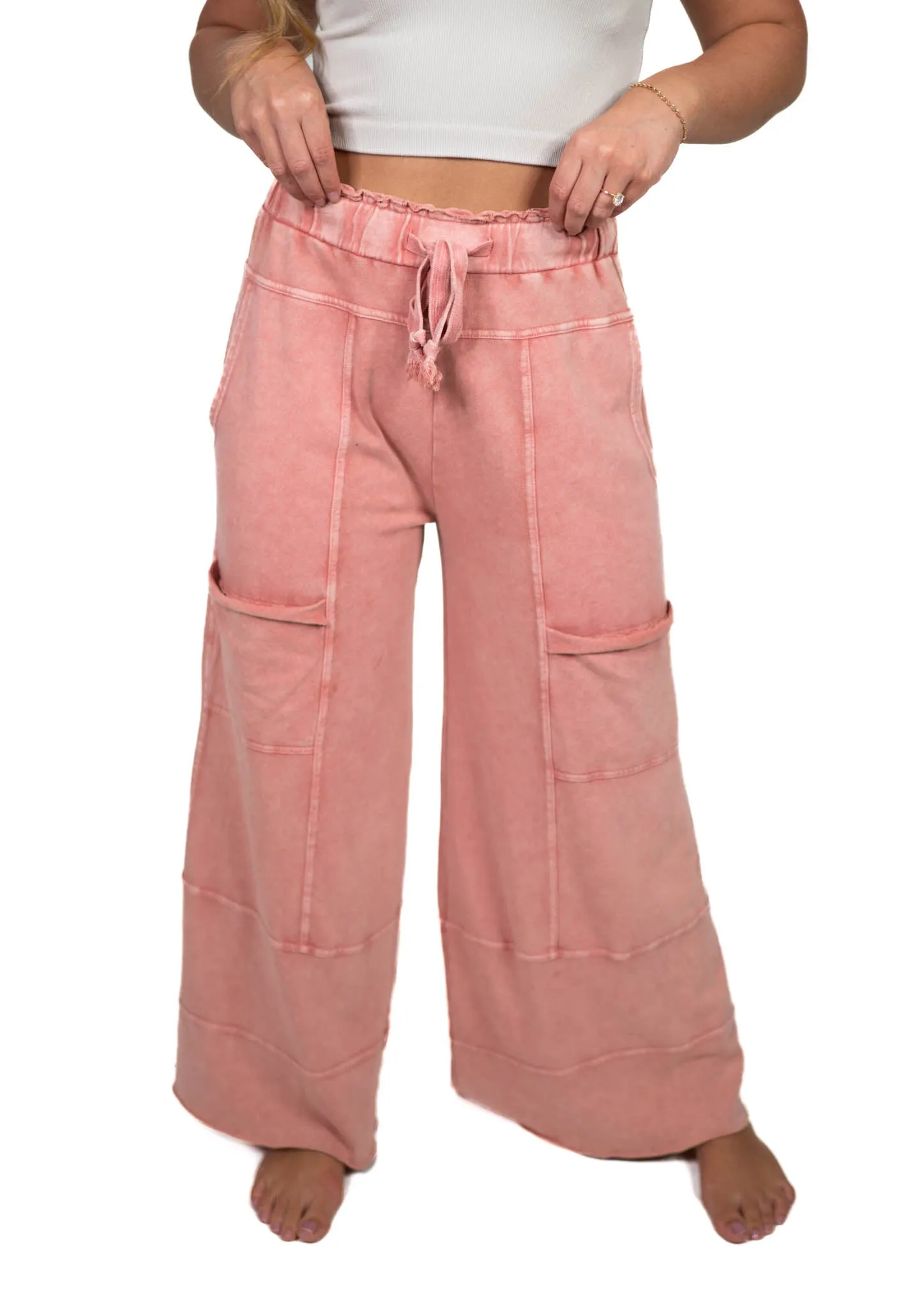 Mauve Cargo Flowy Pants