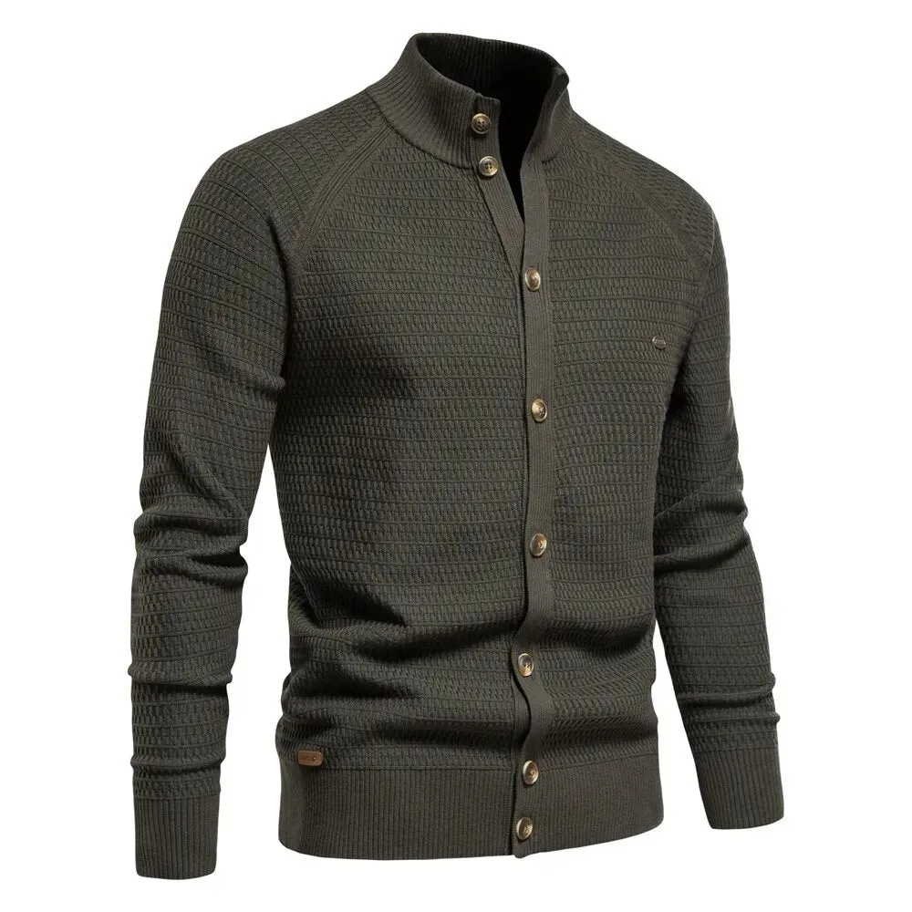 Mock Neck Men's Cardigans Sweater