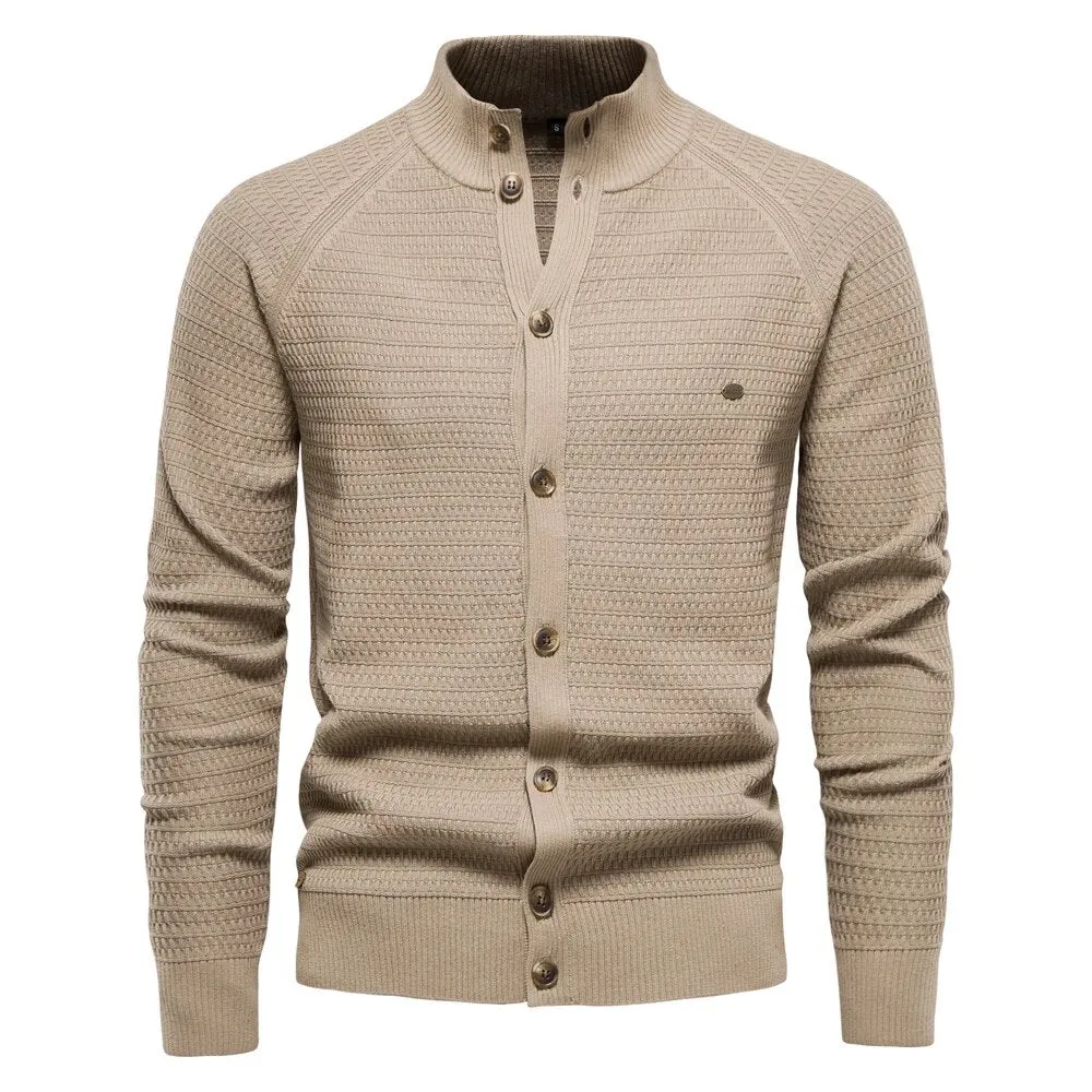 Mock Neck Men's Cardigans Sweater