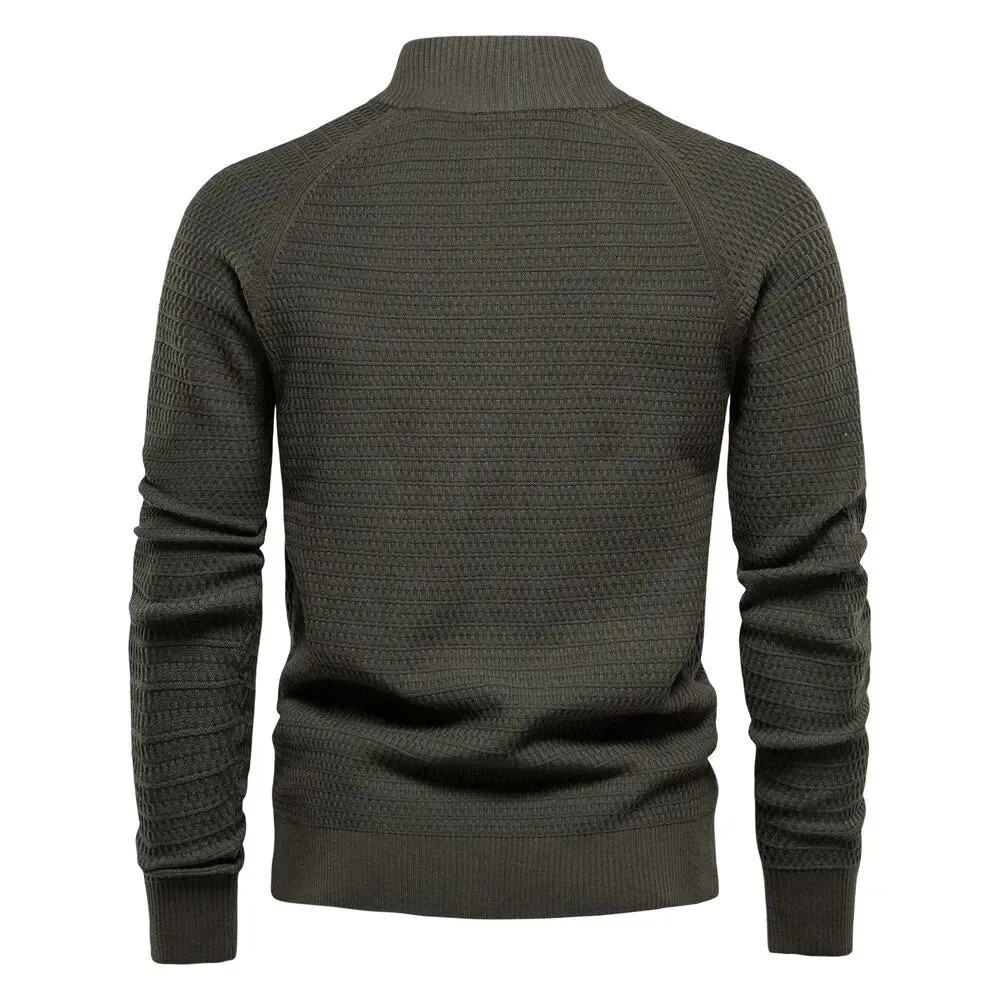 Mock Neck Men's Cardigans Sweater