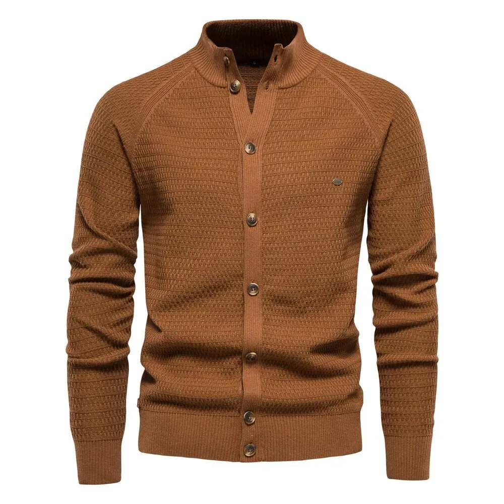 Mock Neck Men's Cardigans Sweater