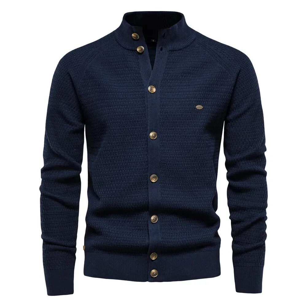 Mock Neck Men's Cardigans Sweater