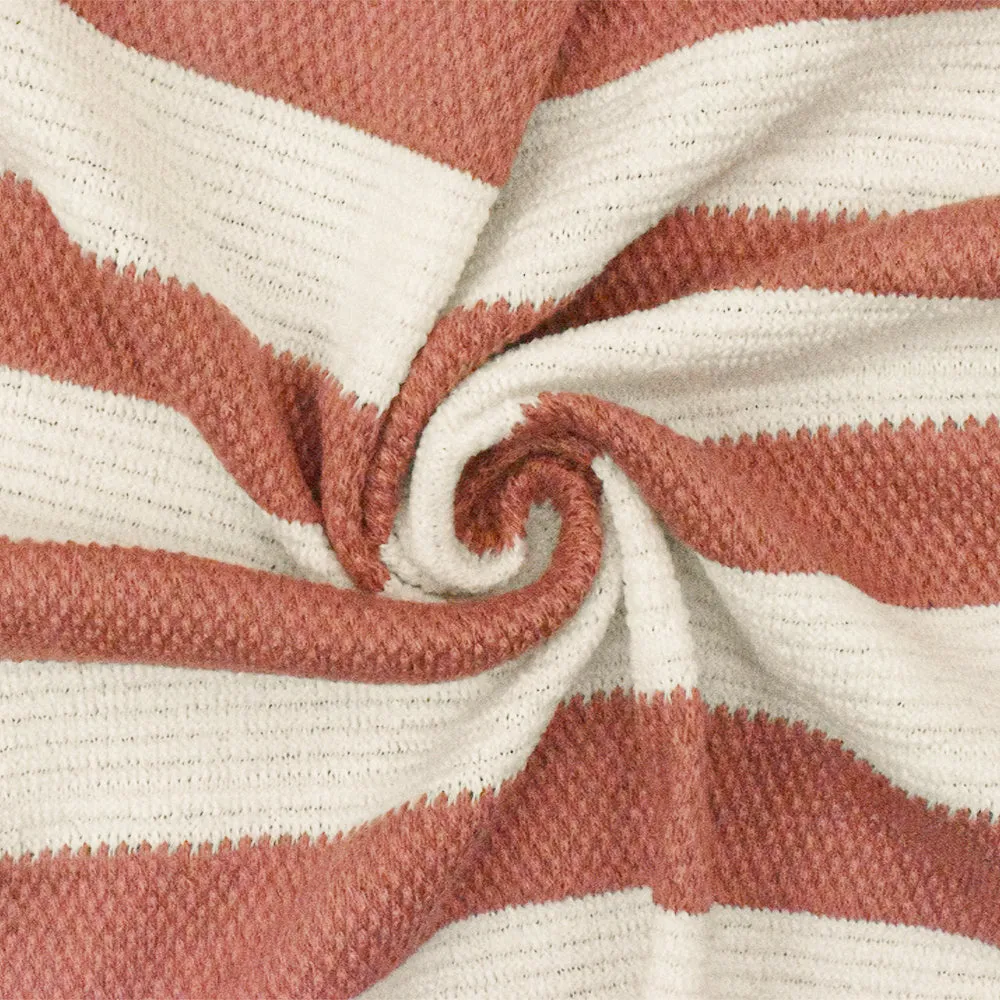 Mountain Orange-White Stripe Stretch Cotton Sweater  Knit Fabric