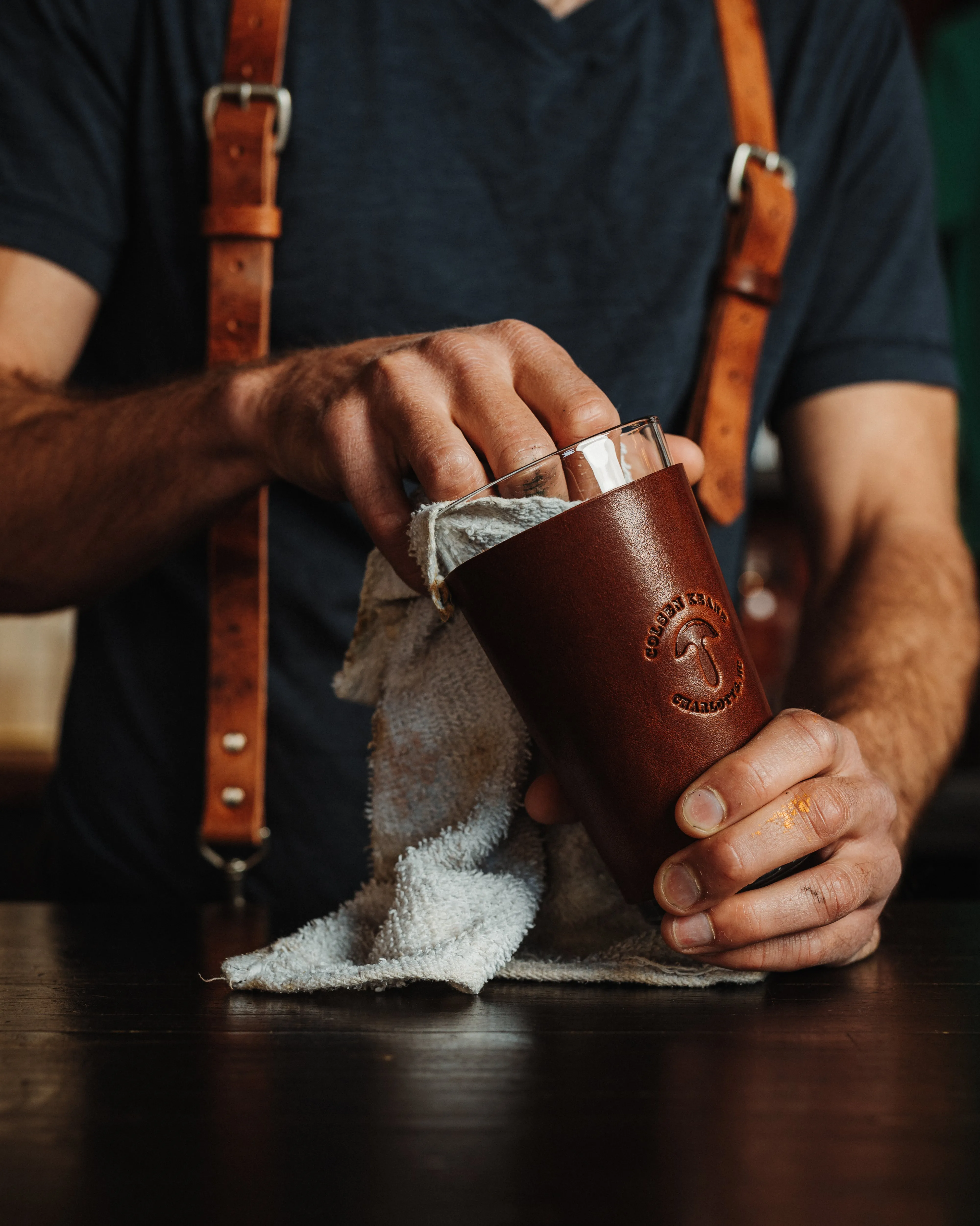 No. 621 Leather Wrapped Pint Glass