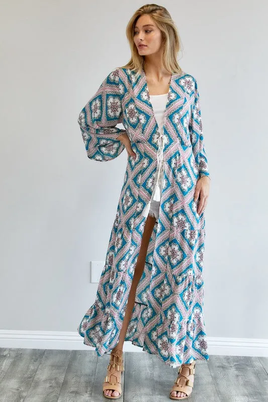 Printed Long Sleeve Kimono