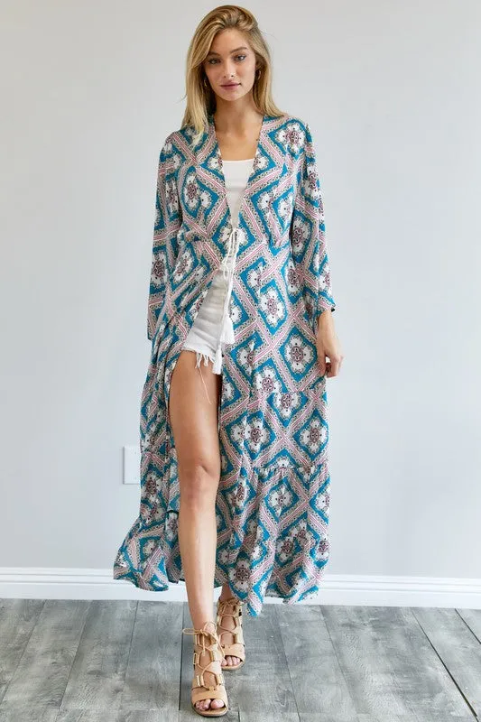 Printed Long Sleeve Kimono