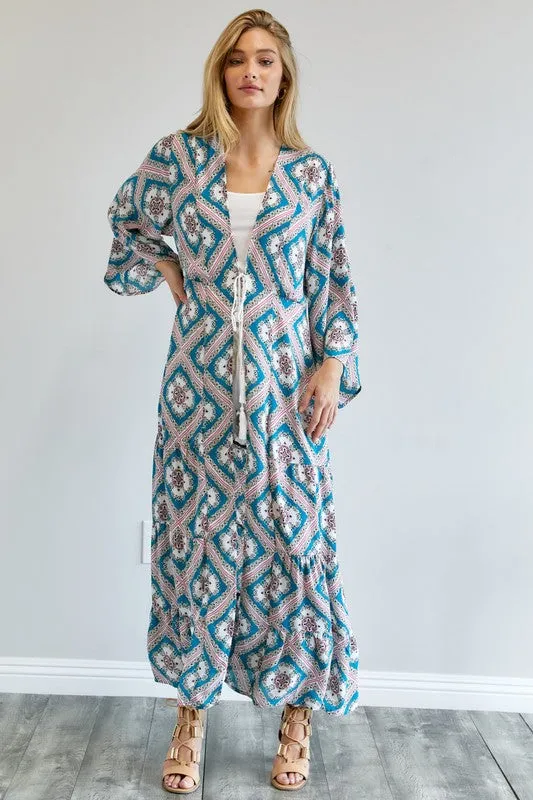 Printed Long Sleeve Kimono