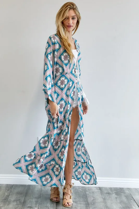 Printed Long Sleeve Kimono