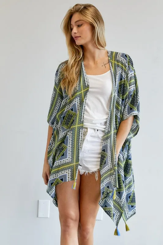 Printed Short Sleeve loose Kimono