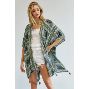 PRINTED SHORT SLEEVE LOOSE KIMONO