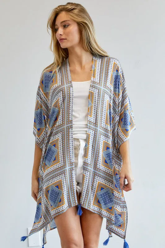 Printed Short Sleeve loose Kimono