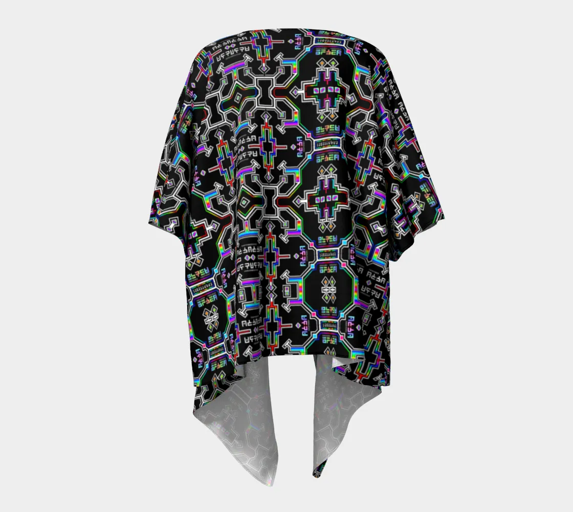 Prismatic Grid Draped Kimono