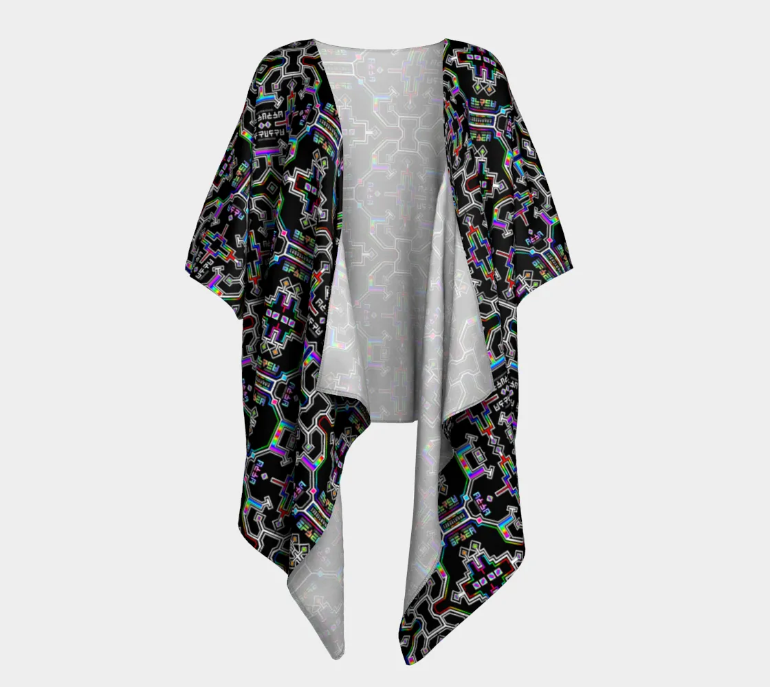 Prismatic Grid Draped Kimono