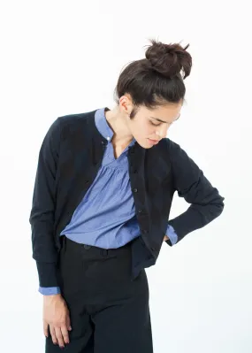 Quilt Pattern Cardigan in Black/Navy