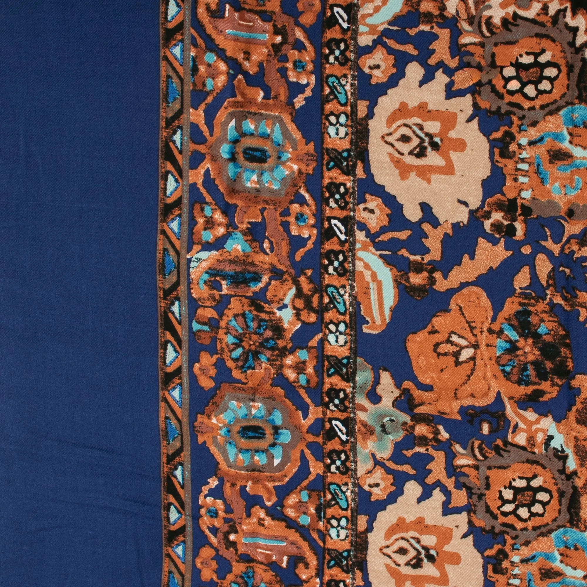 Rayon Twill - BOHO - Abstact border - Blue