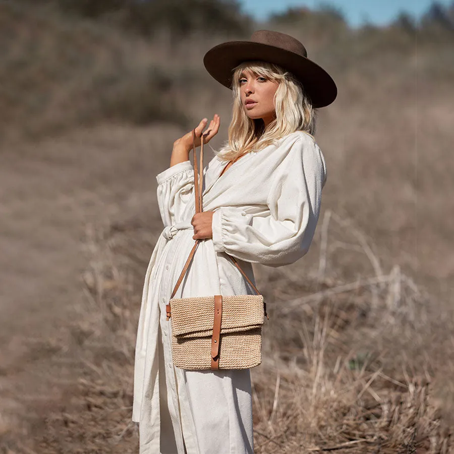 Rosa Woven Satchel Bag - Natural