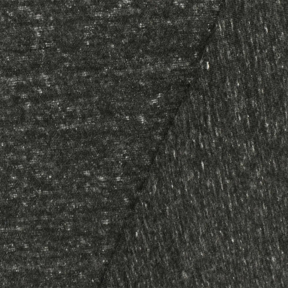 Shadow Black-Gray Slub Stretch Jersey Knit Fabric