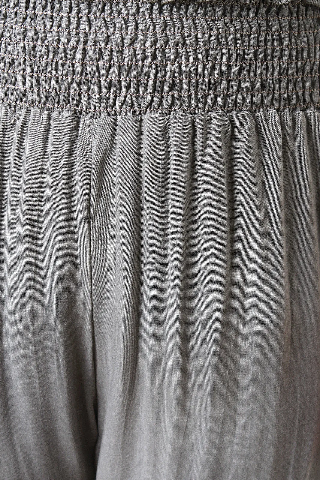 Shirred Elastic Waist Wide Leg Pants