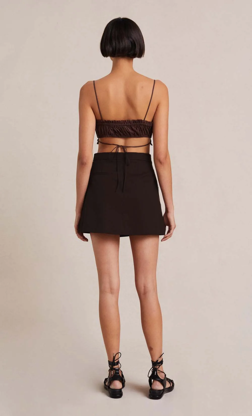 Short Cute Draped Poly Black Skirt