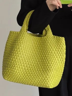 Solid Color Woven Tote Handbags Bags