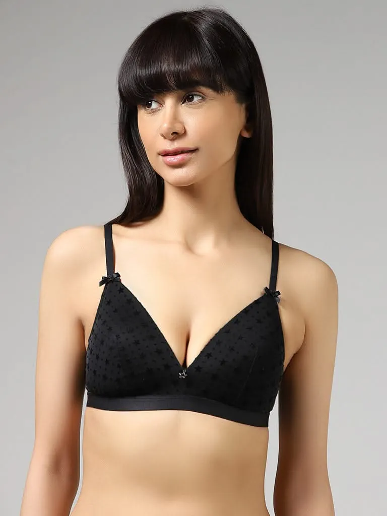 Superstar Black Star Mesh Padded Bra