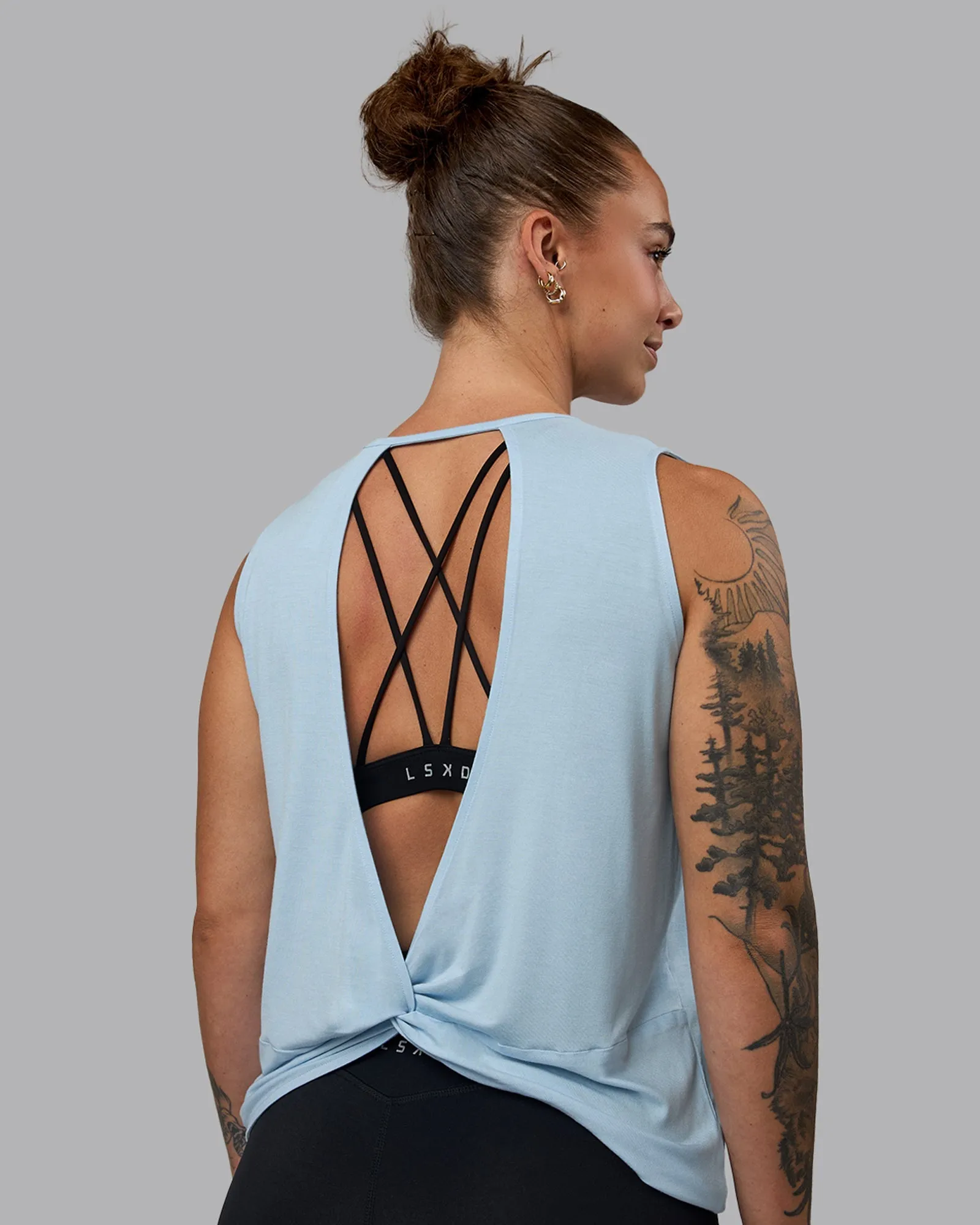 Swivel Open Back Tank - Glacial Blue