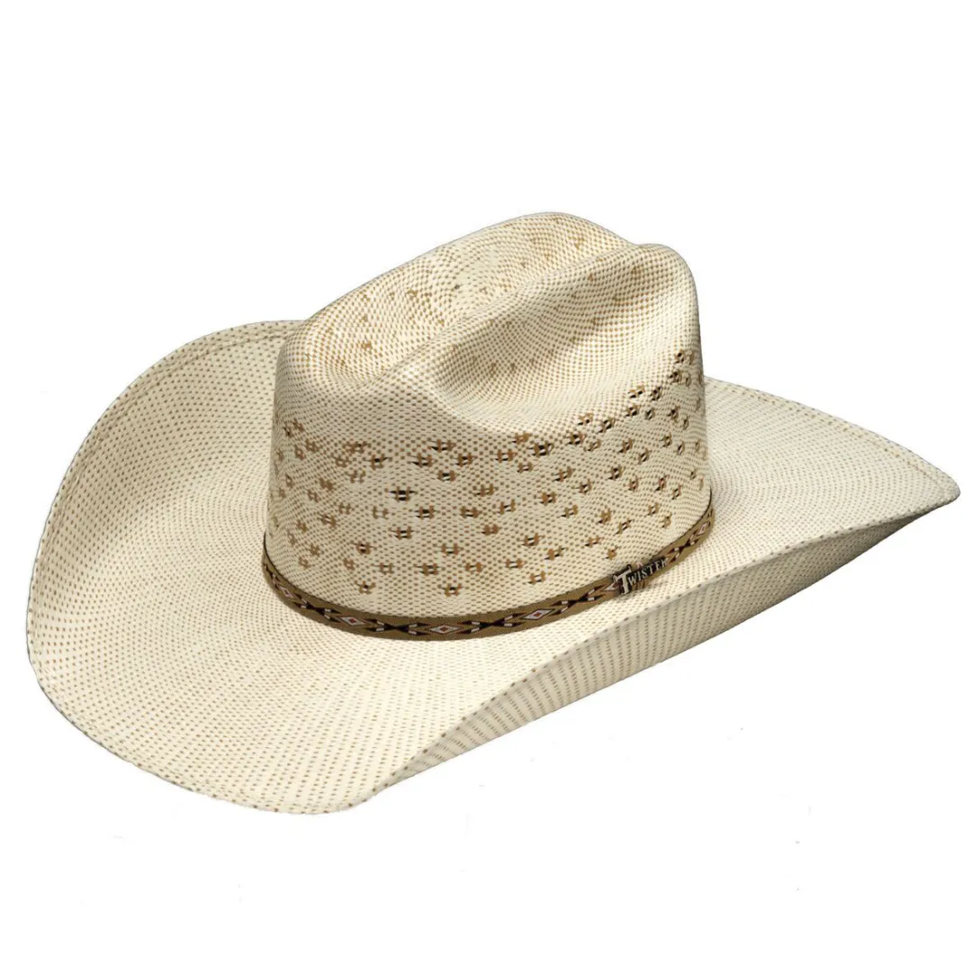 Twister Straw Bangora Cowboy Hat With Aztec Band By M&F Western T71696